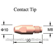 M8 * L30 * 10MM puntas de contacto de soldadura / puntas de contacto de cobre